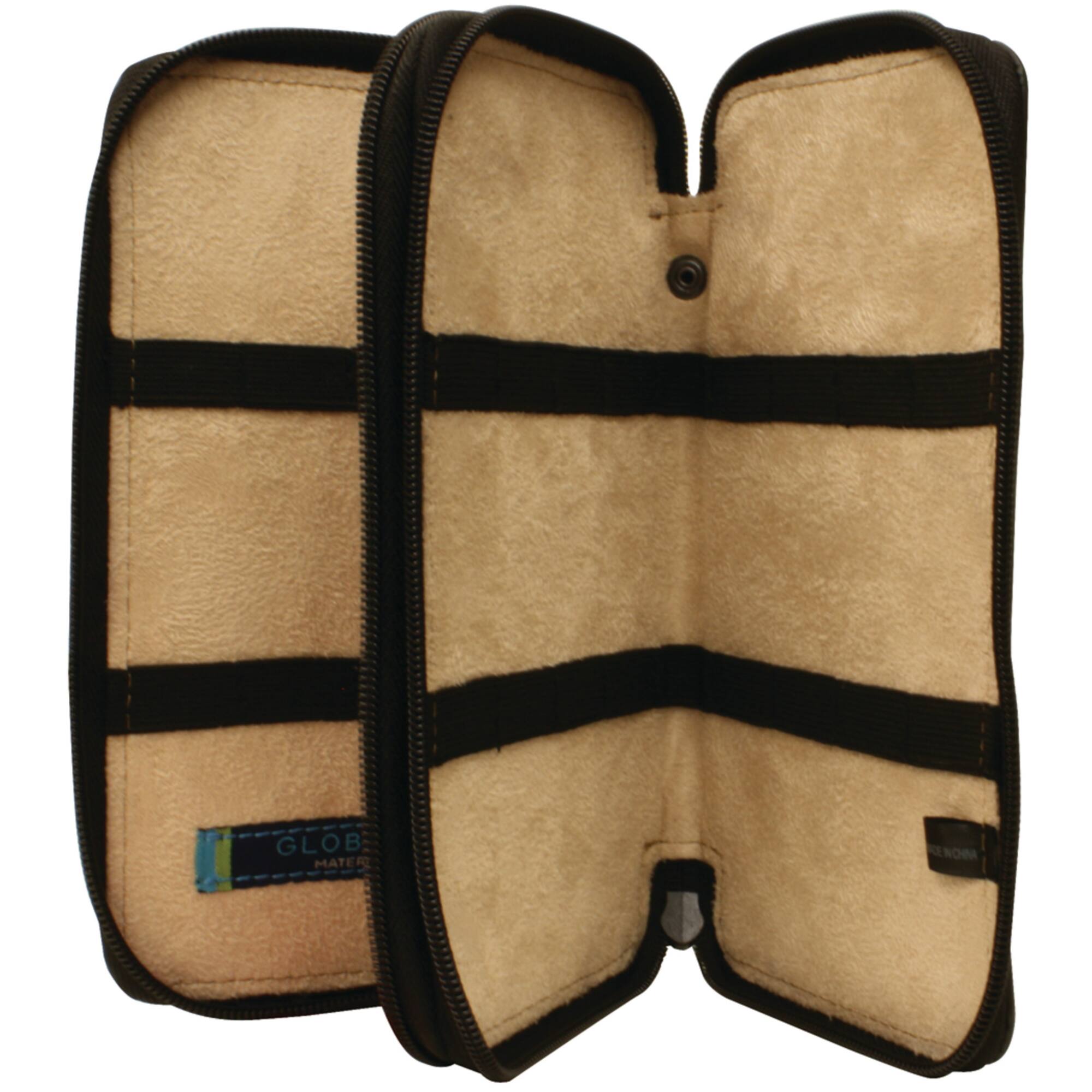 Global Art Black Genuine Leather Pencil Case